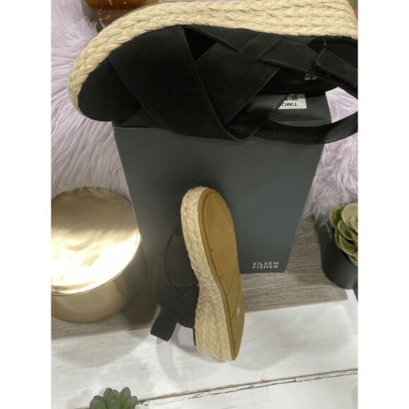 Eileen Fisher Women's Timor Espardille Wedge Sandal - Black 8M - Picture 6 of 9